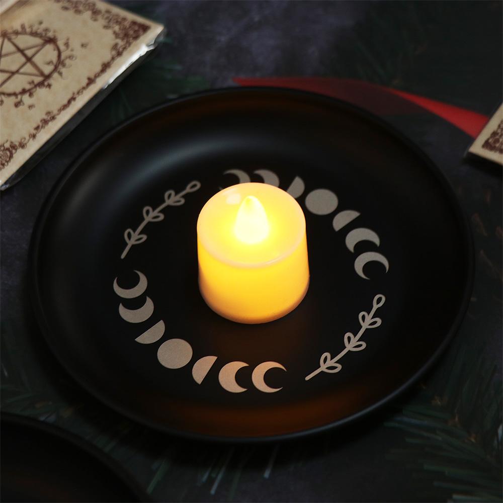 5.5 Inch Decorative Jewelry Dish Round Meditation Altar Tray Crystal Stone Storage Tray Food