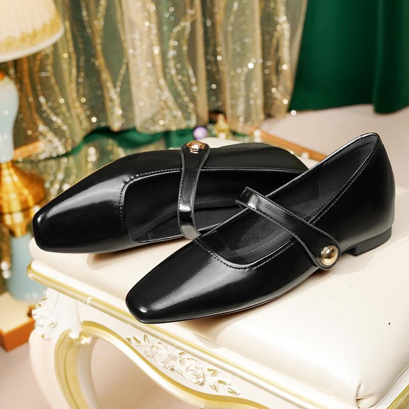 Vintage Mary Jane shoes one-button thick-heeled shoes women's professional Mary Jane shoes
