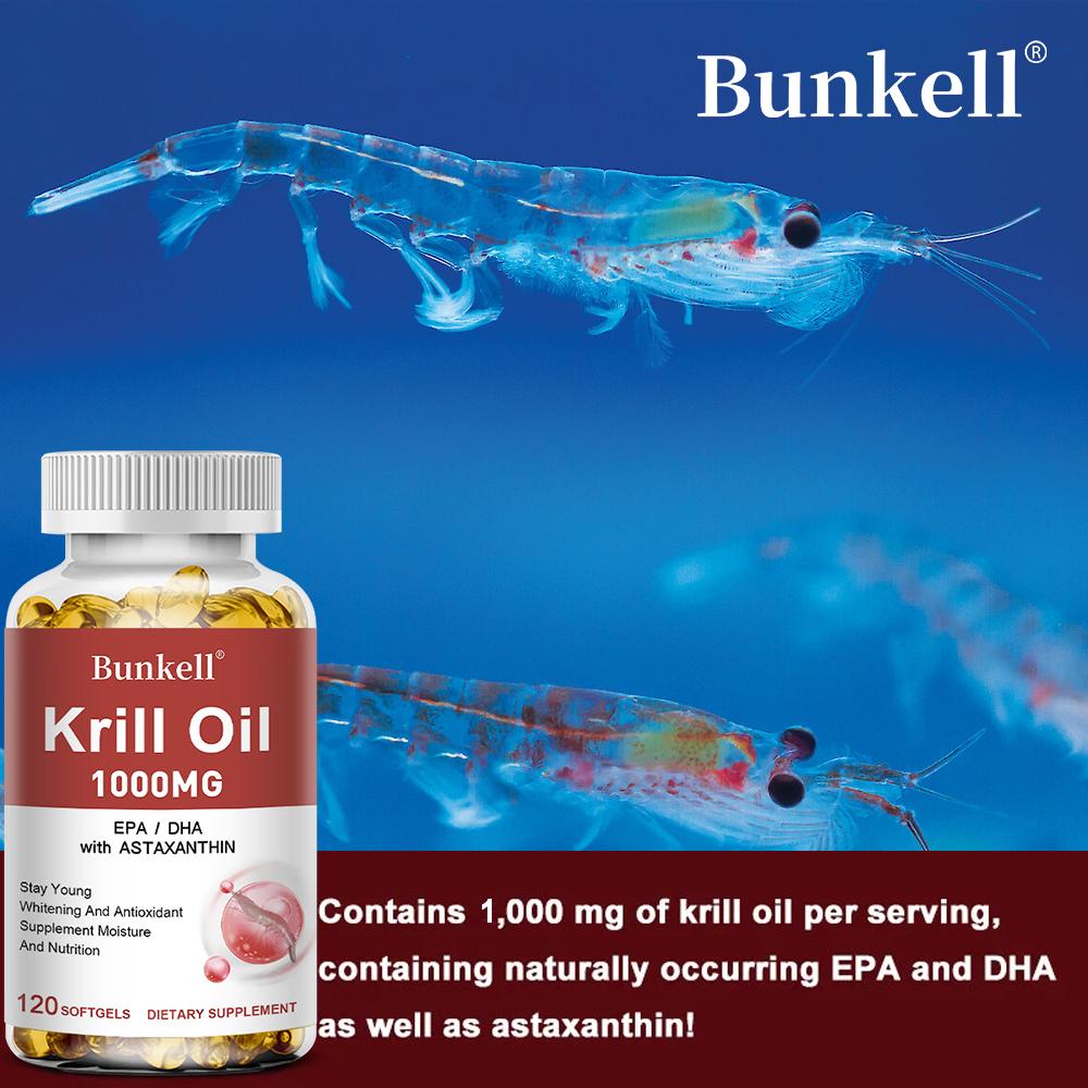 Olio di Krill Bunkell 1000mg EPA/DHA con Astaxantina Softgel - 120 Pezzi