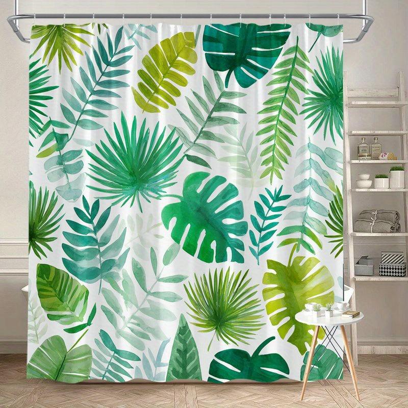 

1Pcs Brightly Colored Monstera And Palm Leaf Shower Curtain, Polyester Fabric, Machine Washable Suitable For Bathroom Decoration W60H190(CM)-1 Pcs
