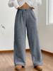 Autumn and Winter Solid Color Fashionable Plush Casual Pants, Loose and Comfortable Plush Warm Pants for Women
