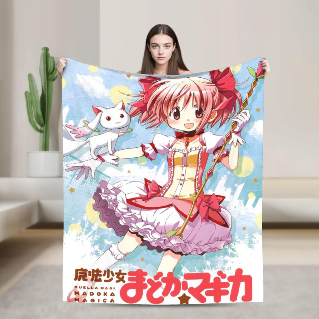 Blankets Flannel Summer Air Conditioning Puella Magi Madoka Magica Multifunction Soft Throw Blankets for Sofa Bedroom Quilt