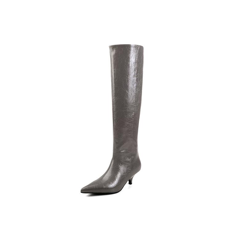 Korean version of fashion high-end high boots 2025 autumn new pointed stiletto sleeve one-pedal fashion boots women