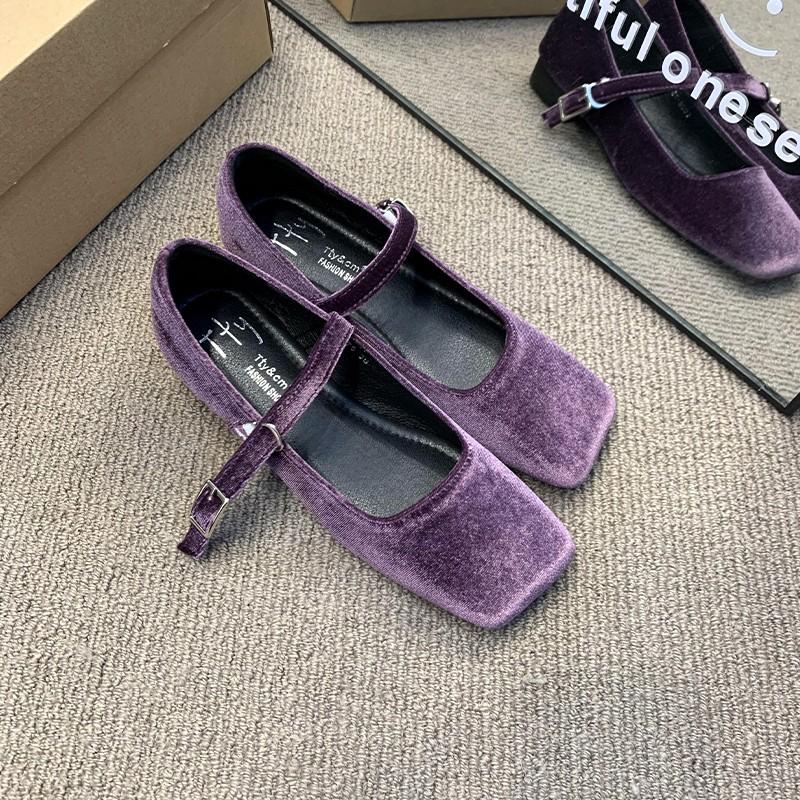 Fashion Flat Shoes for Women's Spring Autumn 2025 Suede Mary Jane Women's Shoes New Retro Solid Color Plus Size 42 43 44 loafers women