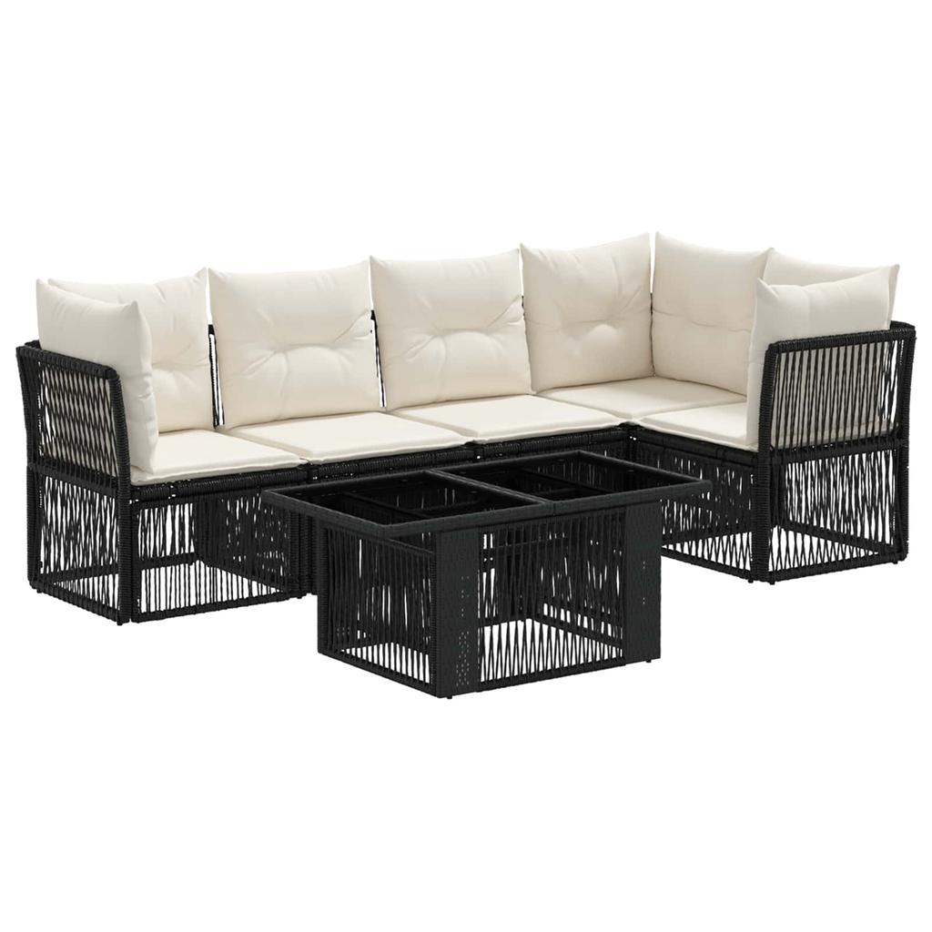 Garden Sofa Set 6 Pcs Black Poly Rattan