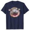 Funny Moo Deng Bouncy Pig The Cute Baby Hippo Face Cotton T-shirts Men Fashion Casual Tshirt Loose Oversized Streetwear T Shirt