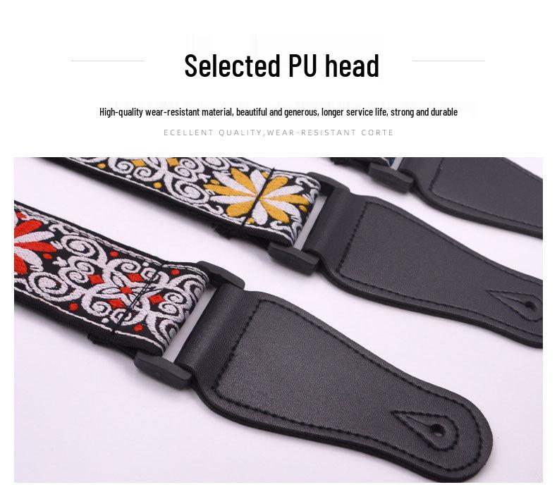 Folk Style Canvas Guitar Strap for Electric, Acoustic, and Bass Guitars - Ethnic Design Shoulder Strap