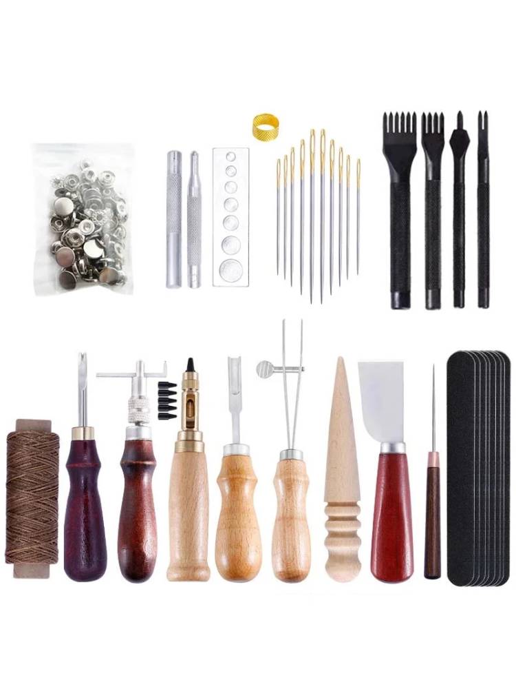 Fenrry Leather Craft Tool Kit,Carving Prong Lacing Stitching Chisel Set,Groover Tool,Professional Leathercraft Accessories