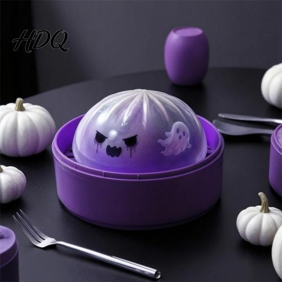 Anxiety Relief Sensory Toys 1/2/3Pcs Purple Ghost Dumpling Squeeze Toy, Halloween Steamed Bun Toy Stress Clear Ball Fidget Decompression