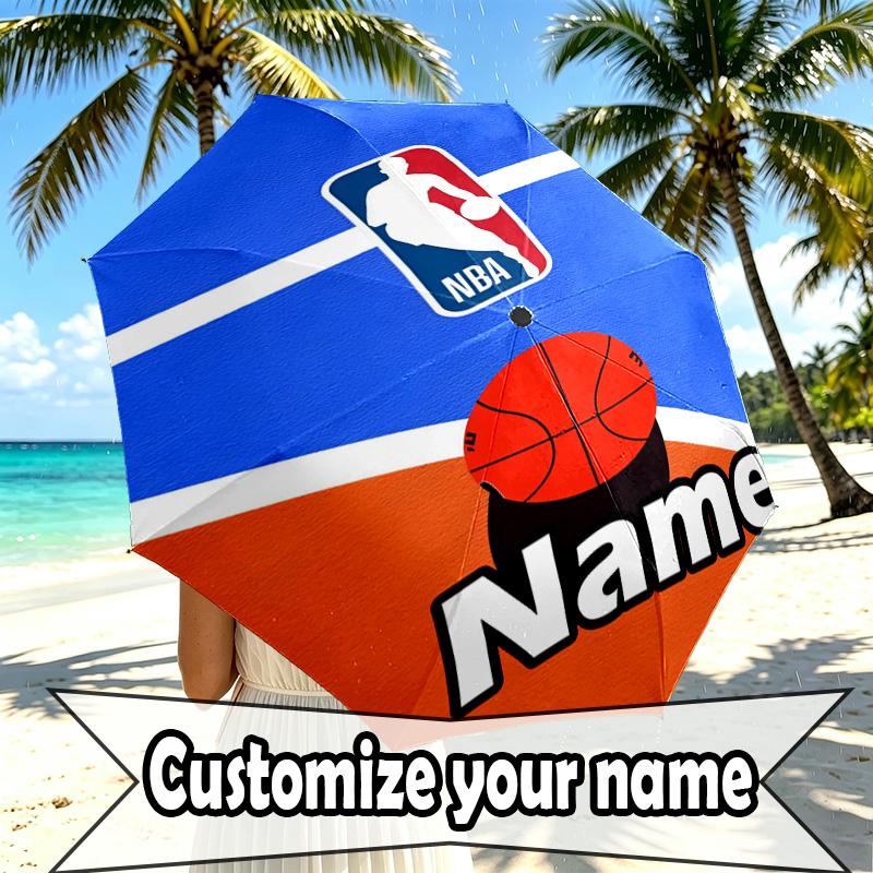 Custom Name Personalized basketball Print Umbrella, Auto Open Close, 8‑Rib Sturdy Frame, Commute Camping Hiking Use, Birthday Gift