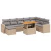 9 piece Garden Sofa Set with Cushions Beige Poly Rattan