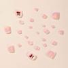 French Edge Rhinestone Red Cherry Fake Toe Nails 24 Pieces Per Box