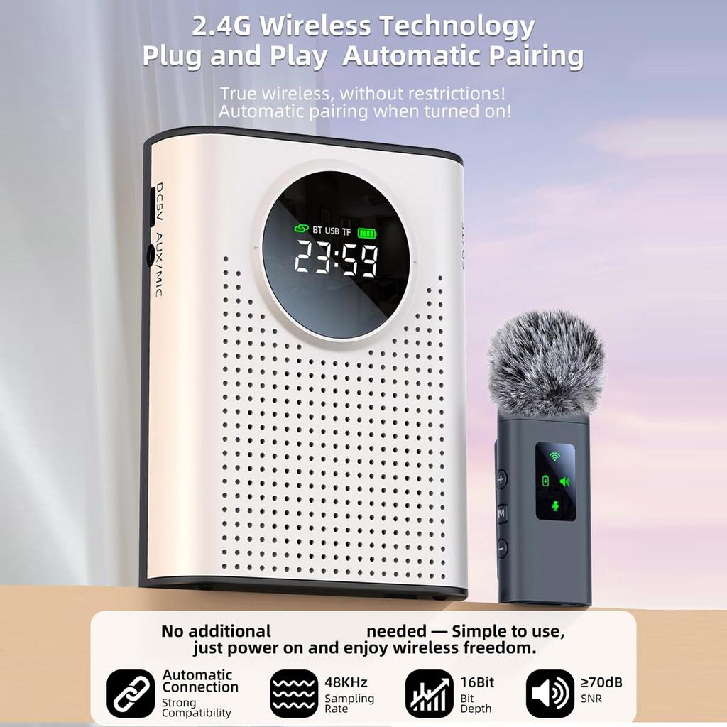 Lightweight Wireless Megaphone High Capacity Voice Amplifier For Classroom Meetings Fitness Sports Coaching