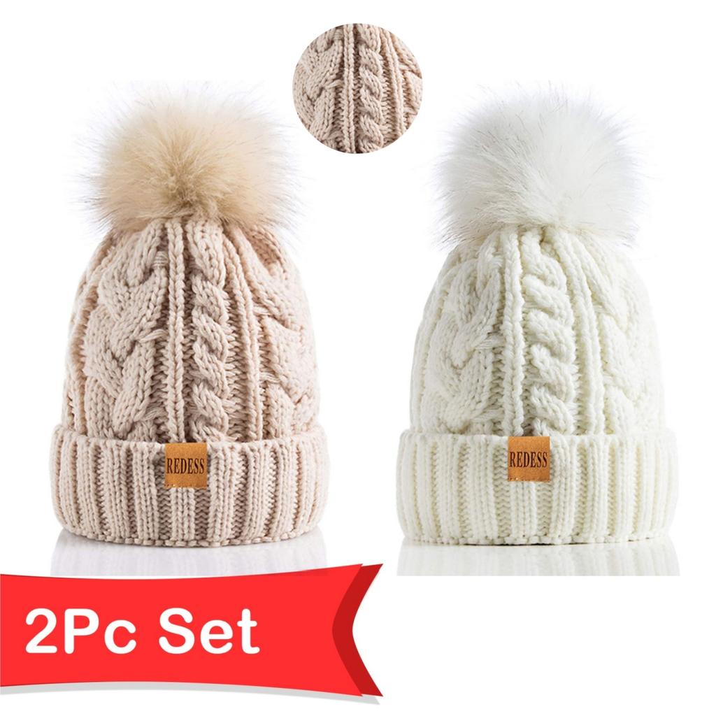 Winter Women's Casual Ski Cap, with a Fleece Lining Inside, a Soft and Thick Knitted Cap