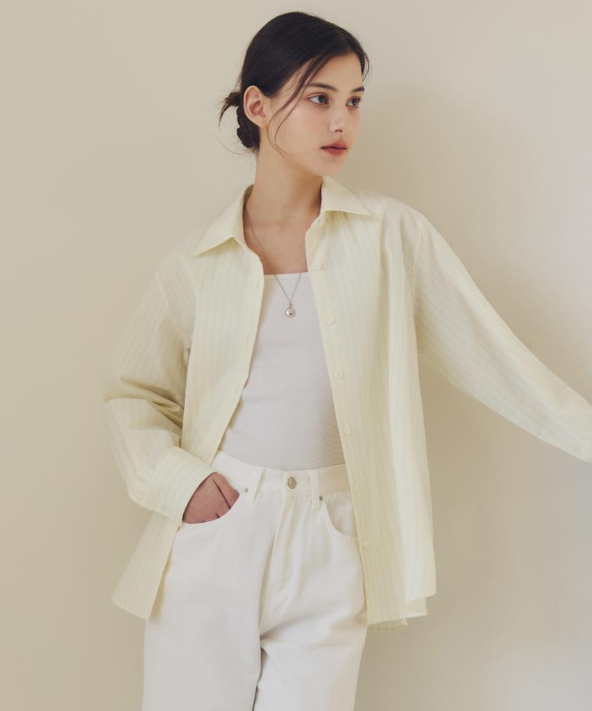 ZEROSTREET Slit Line Stripe Shirt / Striped Yellow