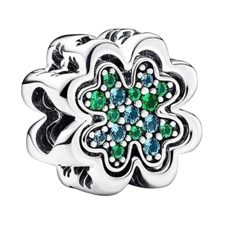 Pandora Four Leaf Clover Shape Silver Crystal Pendant Women pendant 792752C01 Box