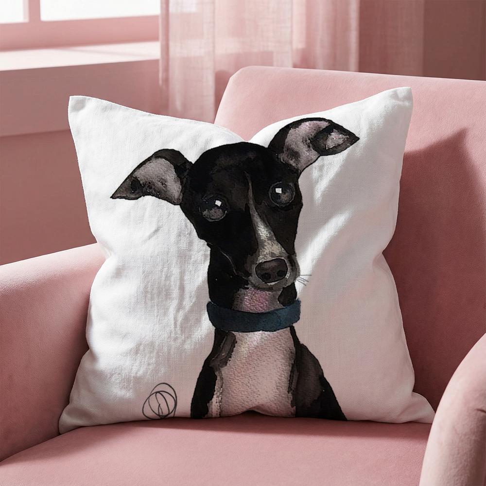 Derp Whippet Cute Cushion Cover Multi-Scene Pillow Cover for Home & Car - Reversible, Soft & Durable for Daily Use
