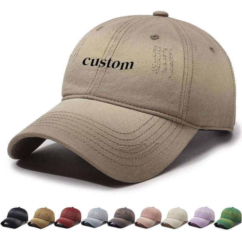 Customized Men Women Baseball Cap Vintage Street Style Bright Color Gradient Deepened Hole Design Breathable Sun Protection Cap