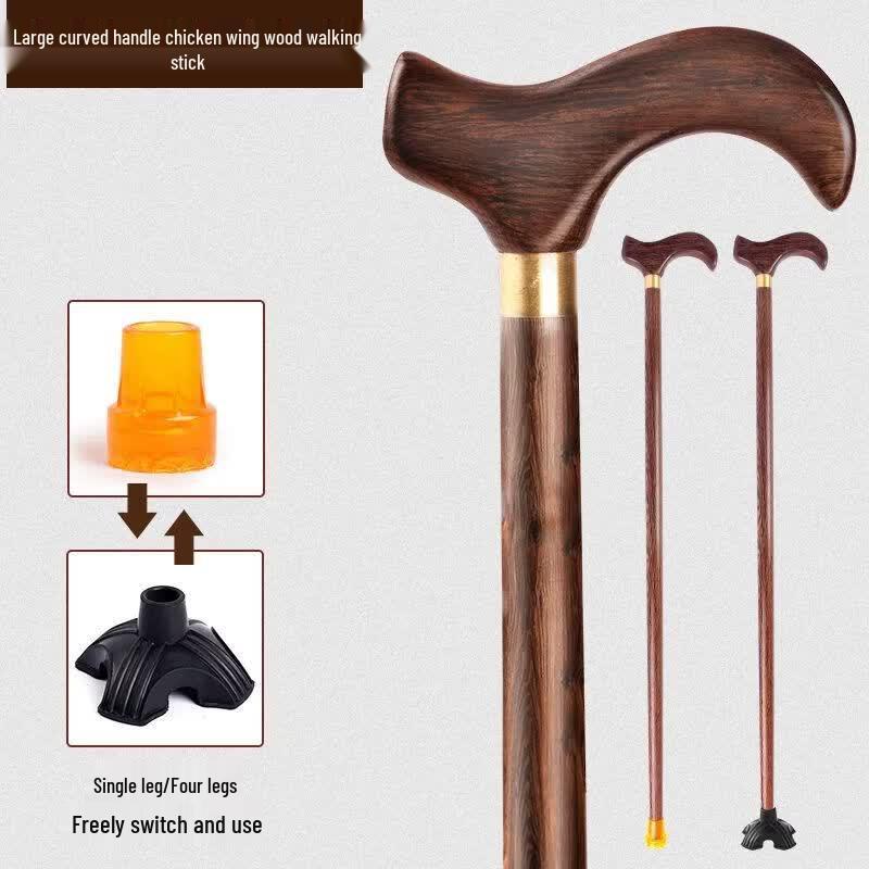 Rosewood Anti-Slip Walking Cane for Elderly