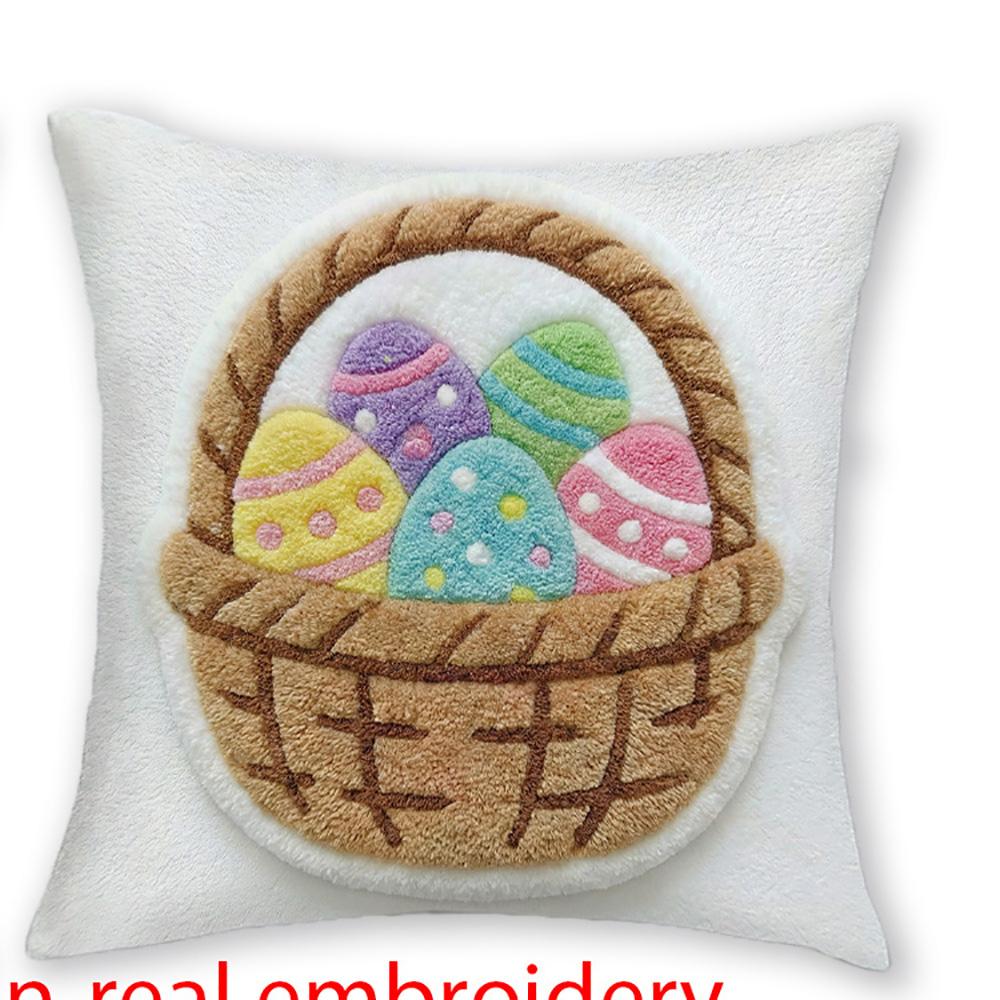 1/4pcs Easter-themed Cute Pillowcase with Bunny Egg and Lamb Designs Sofa Cushion Cover Home Bedroom Room Decoration