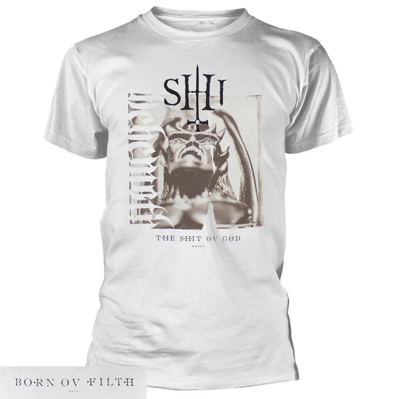 Behemoth The Shit Ov God Sepia Parchment White Shirt Black Metal Band T-Shirt XXXL