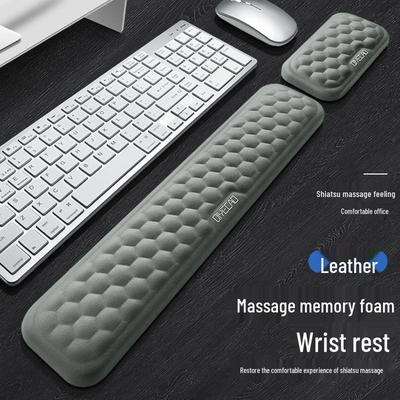 Set Ergonomico di Supporto per Polso in Memory Foam con Tappetino per Mouse e Tastiera