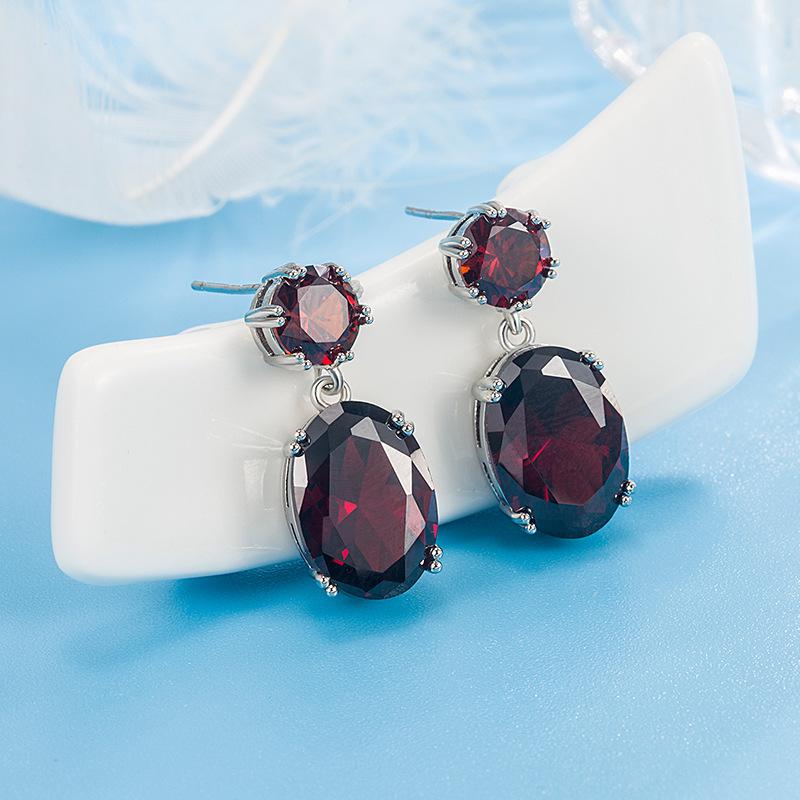 

Женские серьги из медного сплава с цирконом Lindon - Серьги-подвески в подарок на свадебную вечеринку вино красного