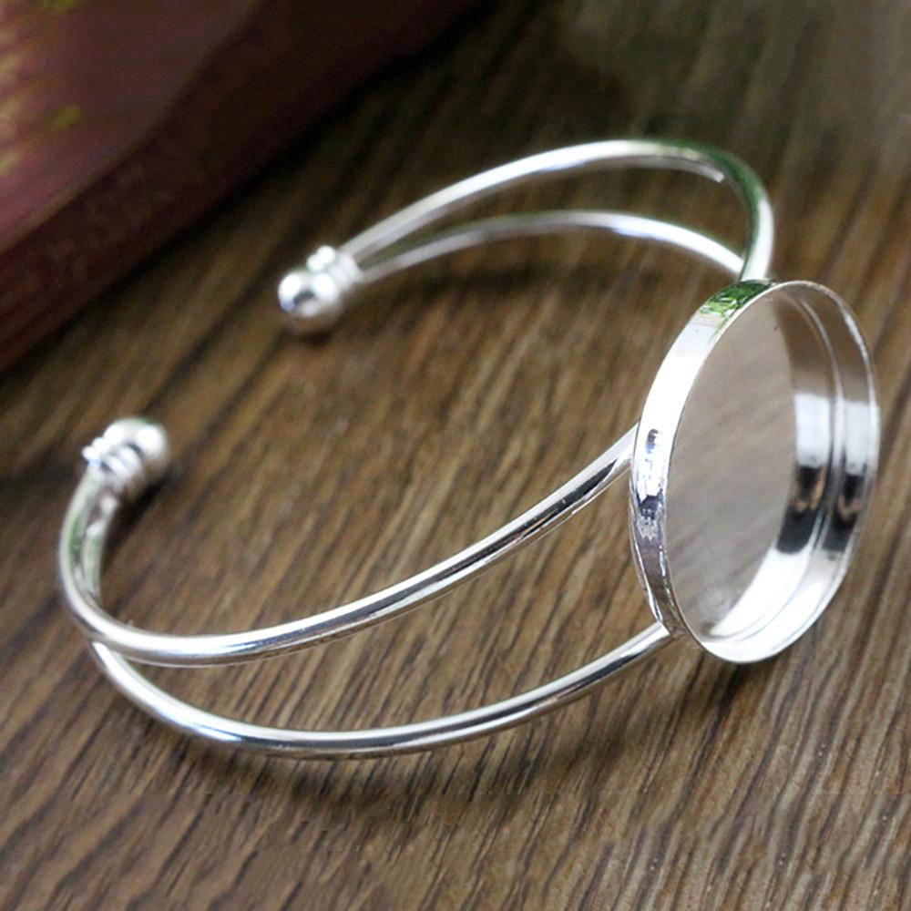 High Quality  25mm 8 Colors Plated Bangle Base Bracelet Blank Findings Tray Bezel Setting Cabochon Cameo