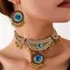 Retro European Rhinestone Flower Jewelry Set: Necklace & Earrings for Elegant Ladies