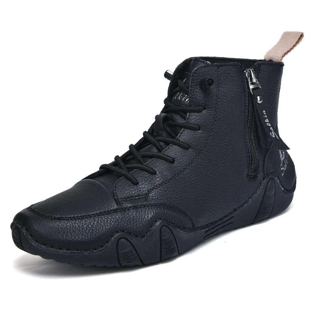 Designer Boots for Men Fashion Outdoor Casual Boot High Quality Handmade Leather Boots Side Zipper Ankle Boots Men High Top Boot