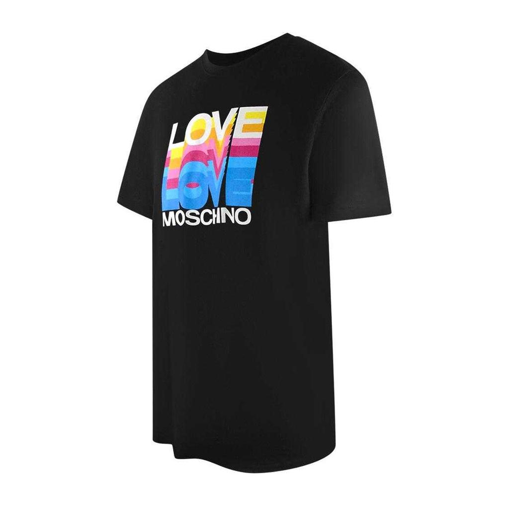 Love Moschino Herren Mehrfachlogo Baumwolle Lockerer Schnitt T-Shirt
