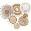 Boho Straw Woven Tray Wall Decor Round Basket Macrame Straw Wall Hangings Non Slip Heat Resistant Woven Coaster Placemat