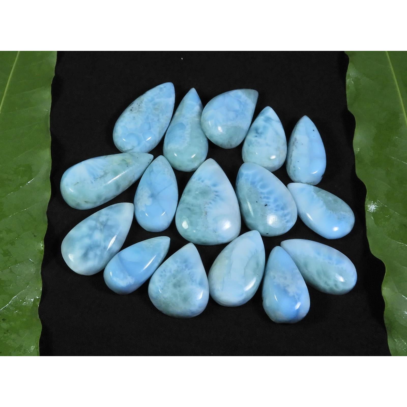 

11X18-16X23MM Natural Larimar Pectolite Pear Cabochon Loose Gemstone 16Pcs C-55