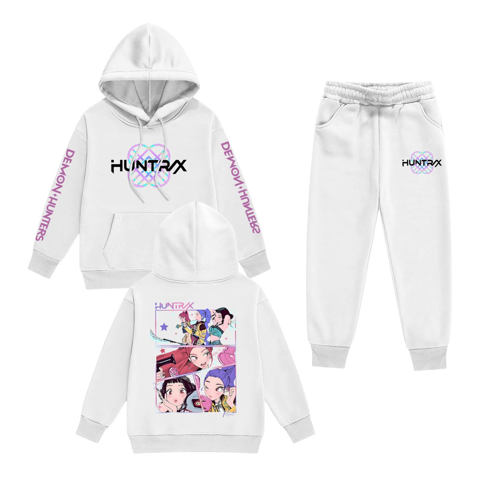 

Kids Long Sleeve Loose Pullover Letter Print Drawstring Hooded Sweatshirt Set 160 белый