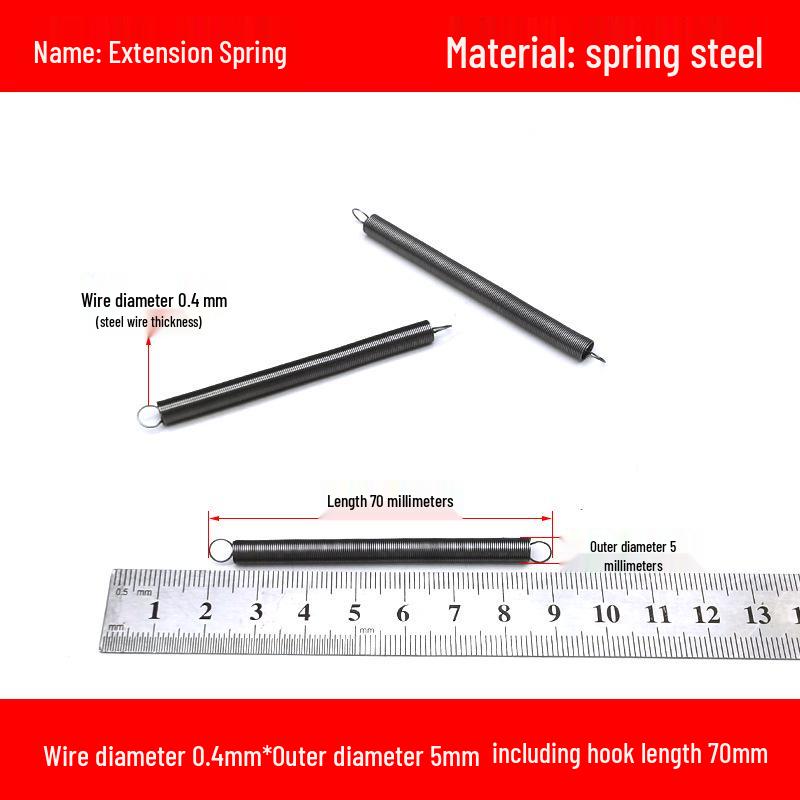 Micro Precision Extension Tension Spring Set with Hooks, 0.4mm Wire Diameter, 3-5mm Outer Diameter