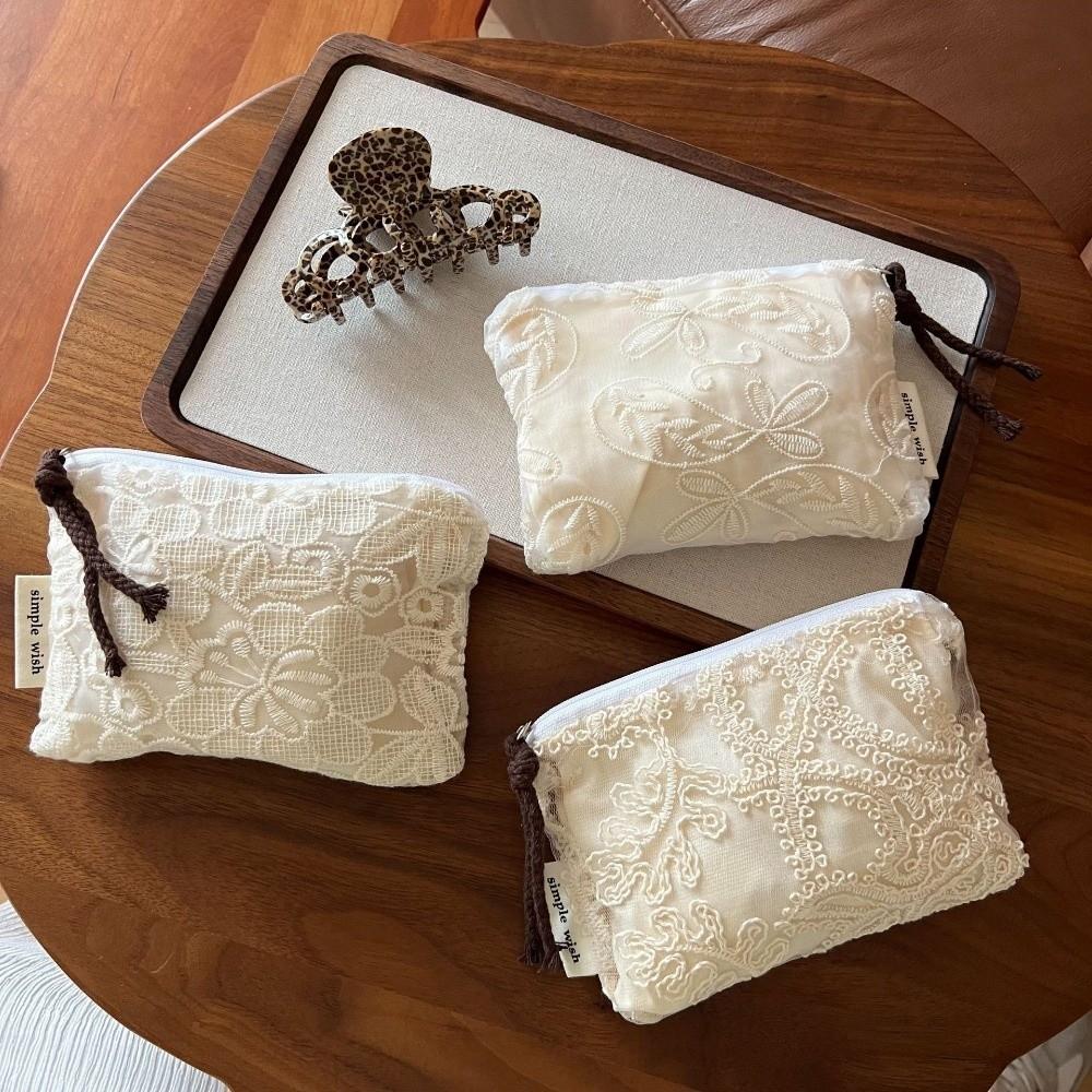 French Art Deco Mini Cotton Pouch Embroidery Design Mini Size Zero Wallet Portable Lace Embroidered Coin Purse Wallet