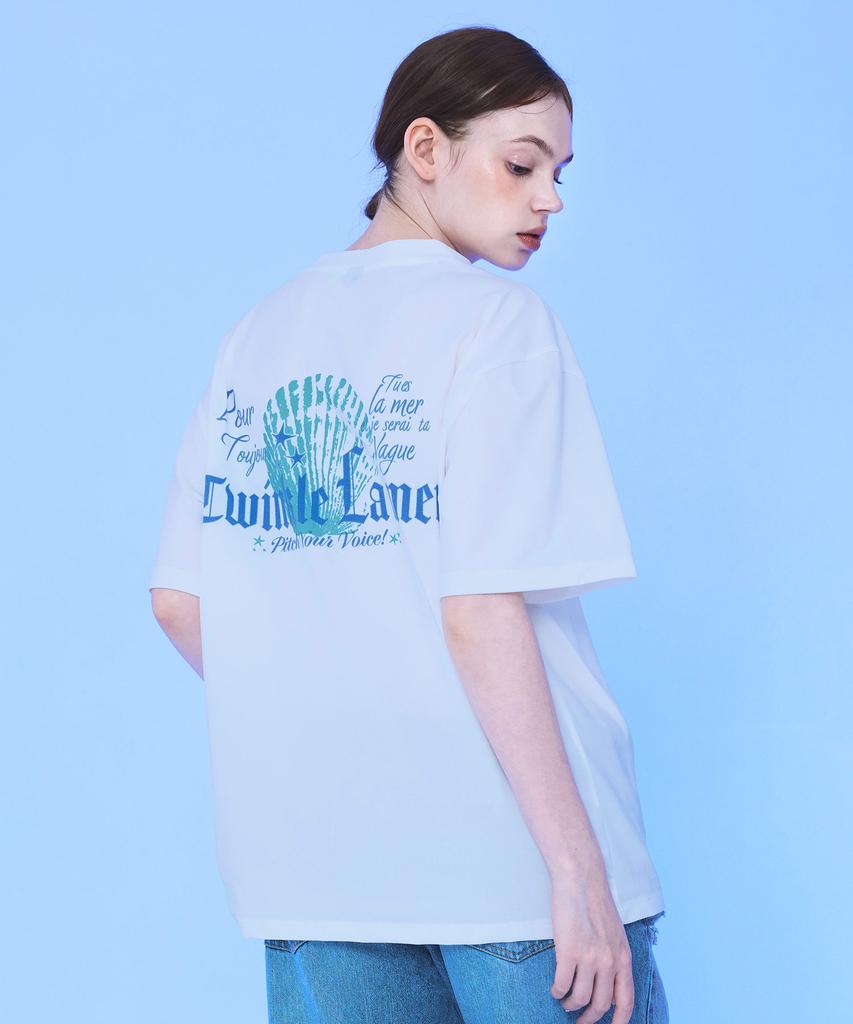 Kichipichi La Mer Clam Semi-Overfit Sorona Short Sleeve T-Shirt Off-White (Kf2Lts001)