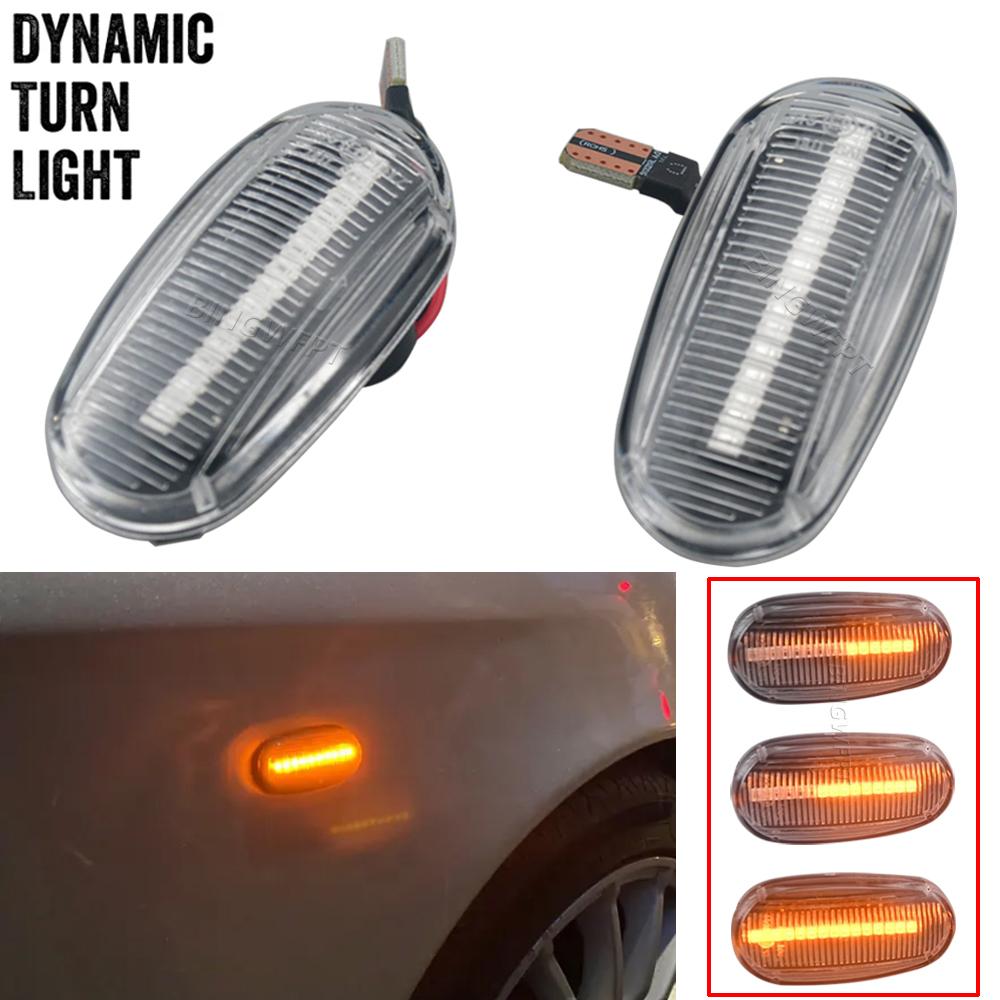2Pcs Dynamic LED Side Marker Lights Sequential Turn Signal Flashing Blinker Lamp For Fiat Bravo II Hatchback (198) 2007-2014