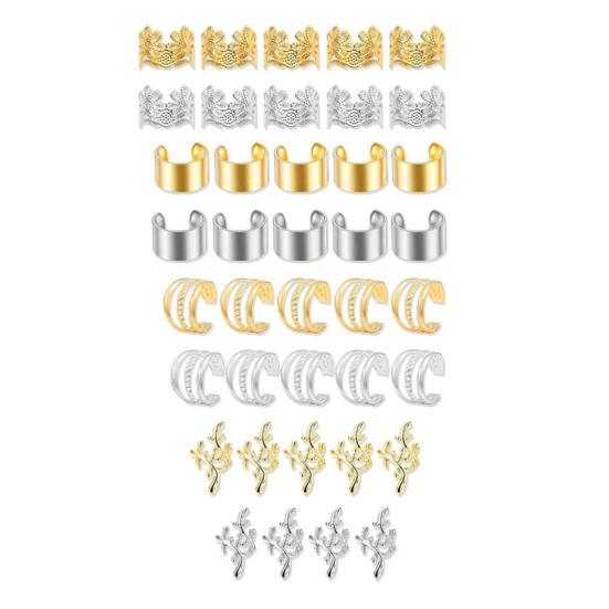 32/40/60Pcs Dreadlock Hair Accessories, Hollow Carved Hair Rings, Open Design Easy to Wear Hair Cuffs for Festivals Parties