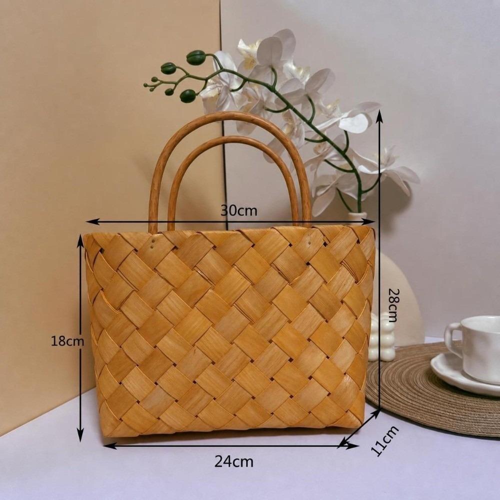 With Handle Bride Flower Basket Sundries Organizer Picnic Basket Vintage Hand-Woven Basket Gift
