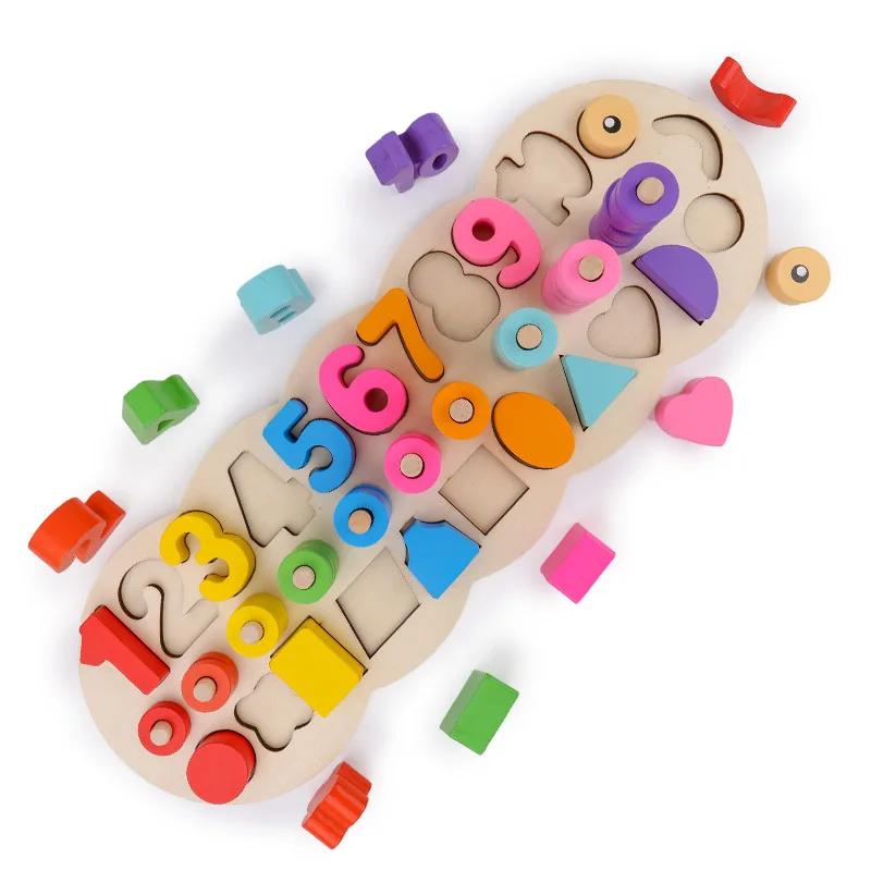 Children Wooden Montessori Pairing Toys Learn To Count Numbers Matching Digital Shape Match Early Education Teaching Math Toys