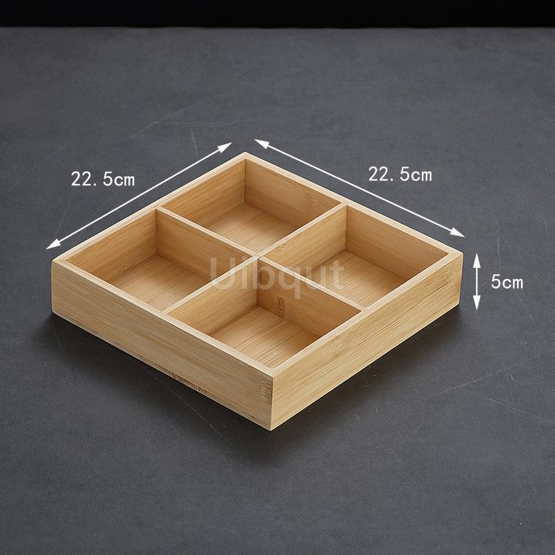 Creative Nine Palace Tableware Hotpot Restaurant Barbecue Restaurant Divided Food Sauce Dish Set Plate Platter Bamboo Wood Box