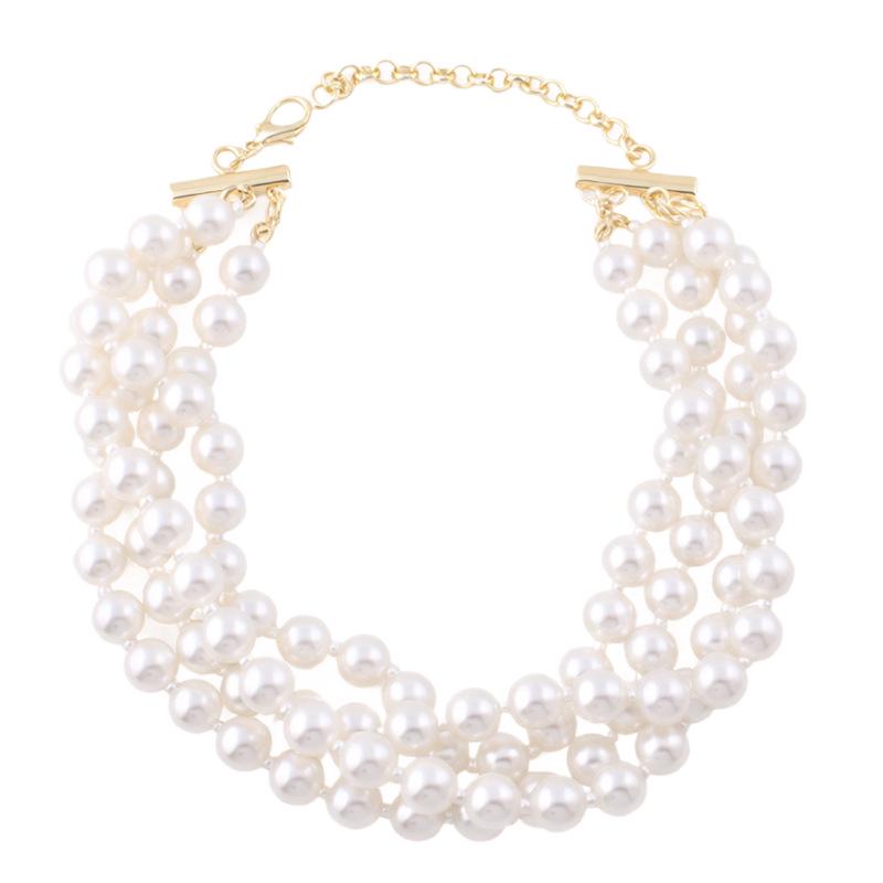 High-Gloss Multi-layer Faux Pearl Necklace - Handmade, Wear-Resistant, Fashionable, Versatile Clavicle Chain