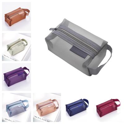 Bolsa pequena para maquiagem com batom, bolsa para chaves de linha de dados, organizador de fones de ouvido, mini bolsa transparente de malha de nylon, bolsas de cosméticos fofas para mulheres