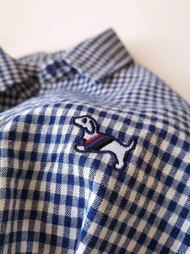Damen Langarmshirt mit Karomuster-Stickerei, kleiner Hund, Slim Fit - Frühling/Herbst, Koreanischer Stil, Sonnenschutz