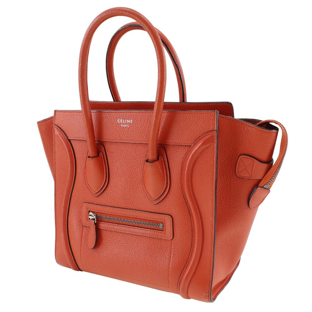 CELINE Luggage micro Handbag Red Calfskin Women Used
