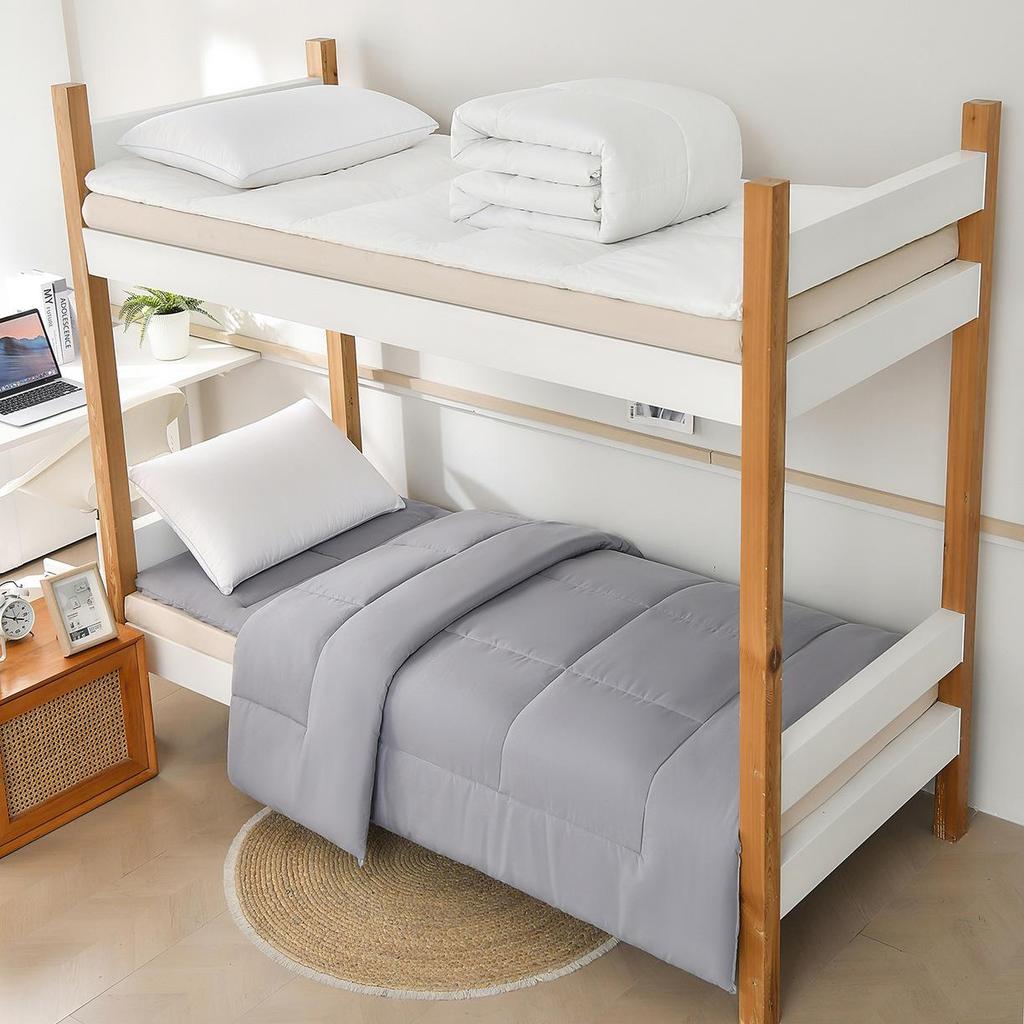Brushed Dorm Bunk Bed Three-Piece Set: Pillow, Quilt & Mattress