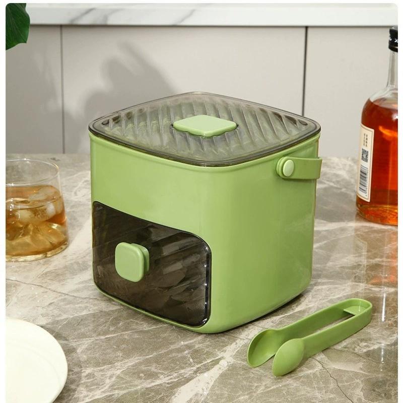 Brigii Ice Cube Tray with Lid&Bin, Ice Cube Mold with 48 Cubes, Stackable Trays for Freezer with Easy-Release Silicone Bottom