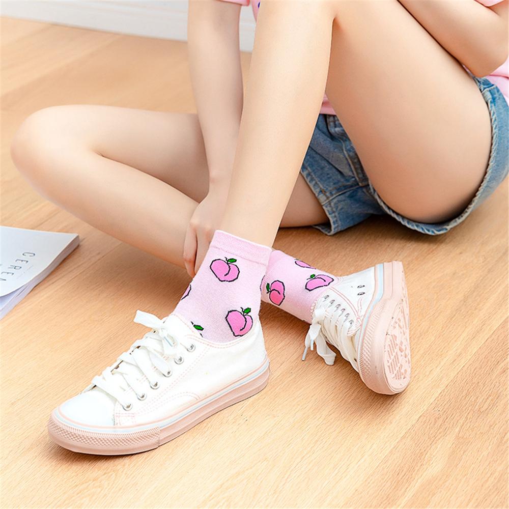 Creative Funny Cotton Women Socks Happy Fruit Peach Strawberry Banana Cherry Apple Cute Bright Color Hipster Sokken Dropship