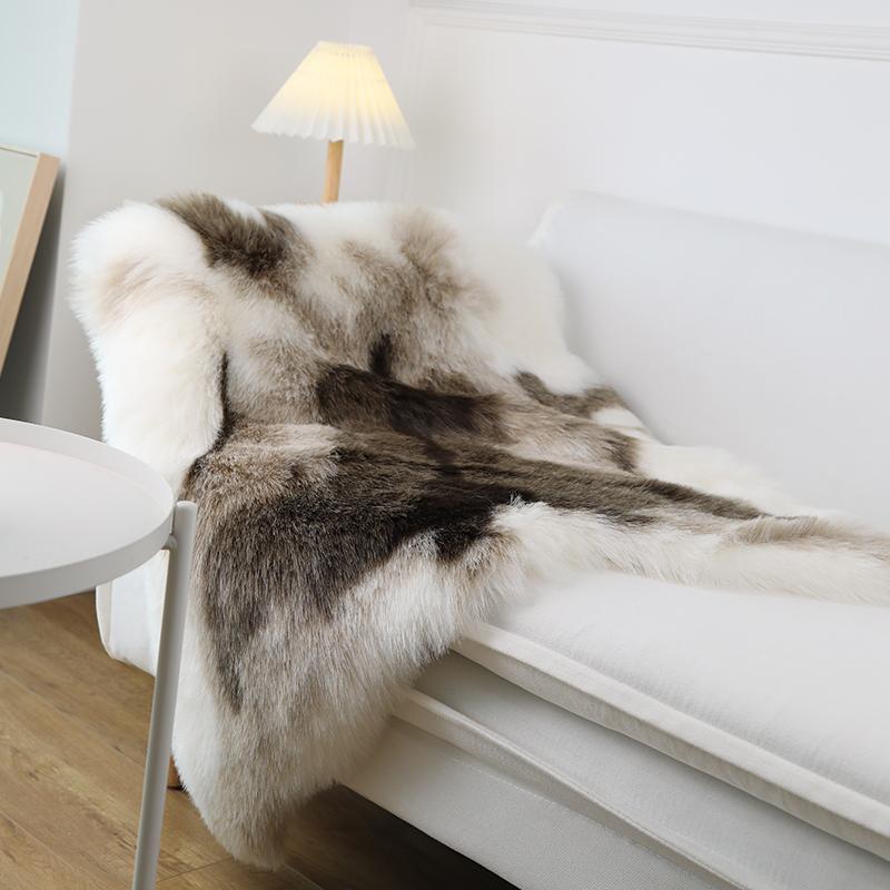 90*100cm Artificial Animal Fur Carpet Thick Soft Blanket Non-slip Warm Chair Cushion Home Bedside Decor Imitation Fur Floor Mat